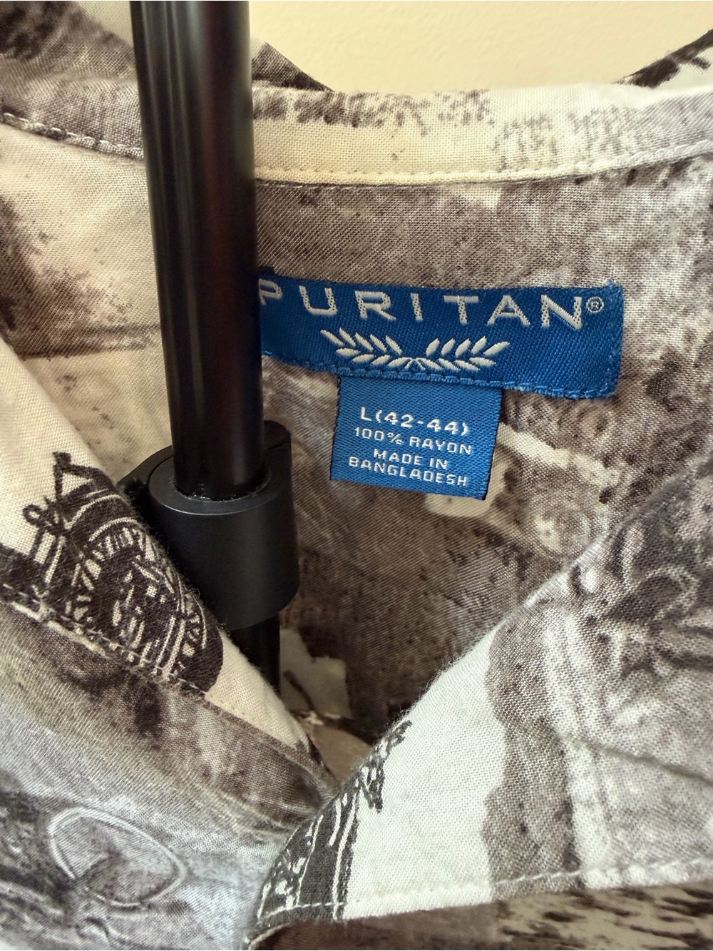 Vintage Puritan Rayon Button Up Shirt Men’s Large Motorcycle Print - Picture 3 of 6